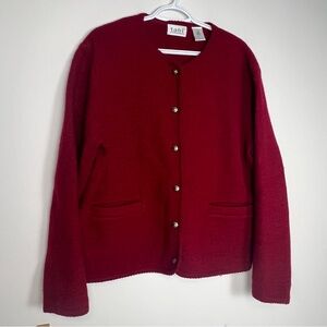 Vintage Tabi International Red 100% Wool Cardigan Sweater size xl
